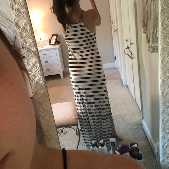 White and Black Striped Maxi Dress - Picture 11 of 12